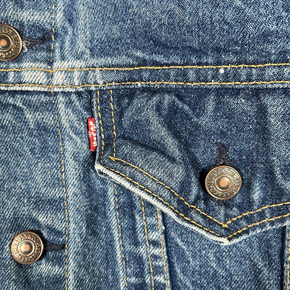 VTG Levi's 70506 0216 Denim Trucker Jacket Made In USA Size 40 L Distressed - Picture 4 of 11